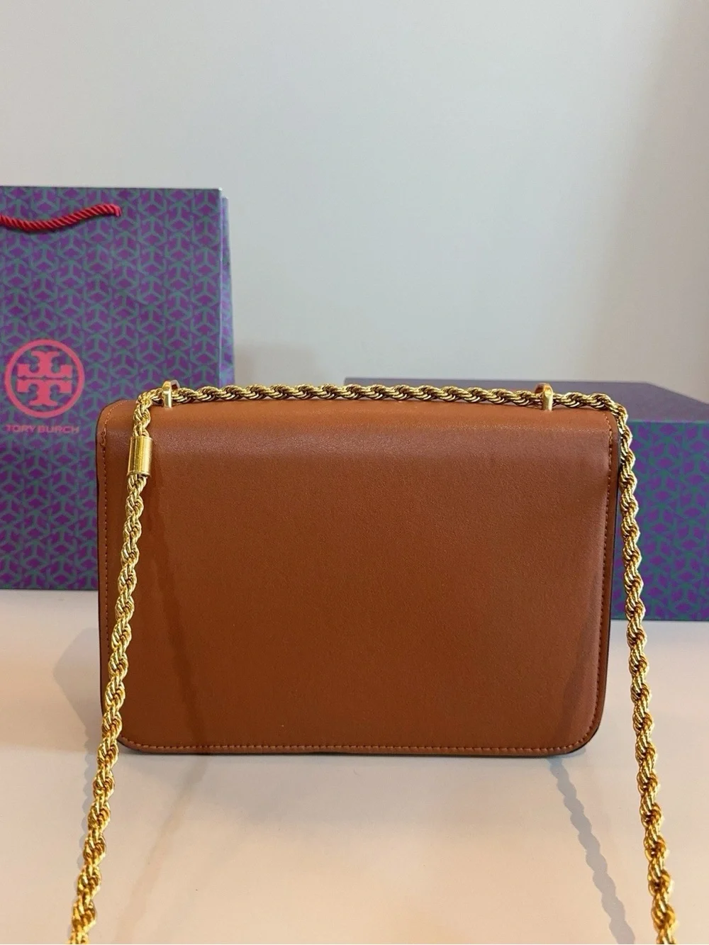 Tory Burch Miller Crossbody Bag in Brown with Gold Logo